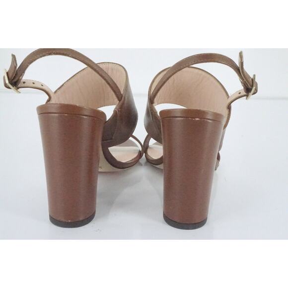 Kate Spade Brown Leather Irvine Ankle Slingback Strap Sandals  Block - Picture 11 of 11